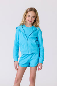 Girls Rib Hoodie in Cloud Blue