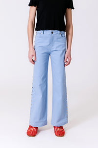 Girls Twill Stud Pant in Cloud Blue