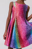 Girls Skater Dress in Rainbow Glitter Foil