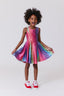 Girls Skater Dress in Rainbow Glitter Foil