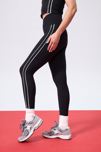 TLC Piping Stripe Legging in Black and White