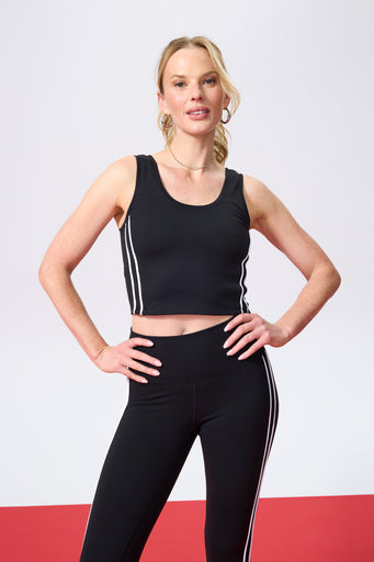 TLC Piping Crop Top in Black and White