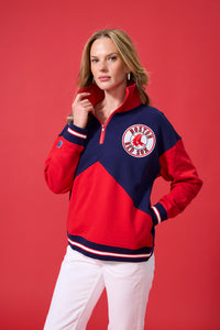 Red Sox Colorblock Quarter Zip Sweatshirt in Team Colors