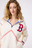 Red Sox Quarter Zip with Baseball Stitch