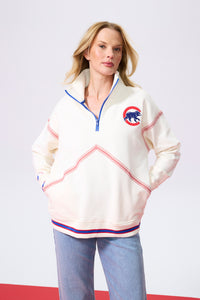 Cubs Quarter Zip with Baseball Stitch