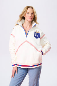 Royals Quarter Zip with Baseball Stitch