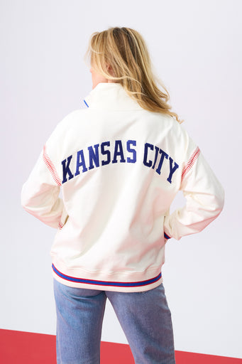 Royals Quarter Zip with Baseball Stitch