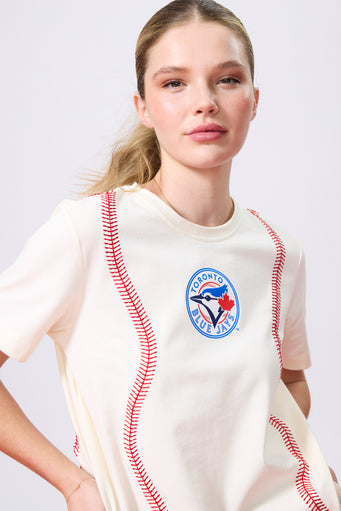 Blue Jays Baseball Stitch Tee in Sugar Swizzle