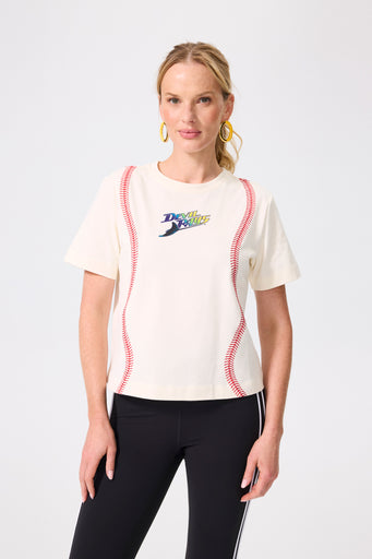 Rays Baseball Stitch Tee in Sugar Swizzle