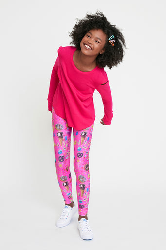 Girls Leggings in Pink Candy Spill