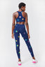 UpLift Leggings in Navy Rainbow Star Foil with Tall Band