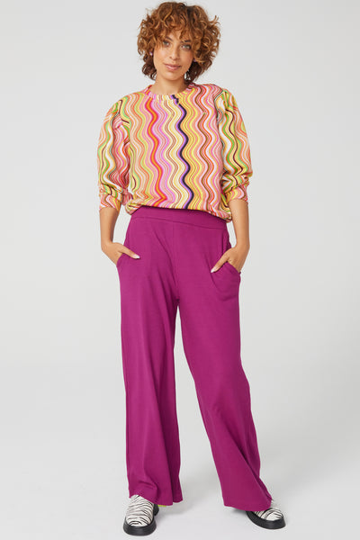 YOURS Plus Size Purple Wide Leg Button Up Trousers | Yours Clothing