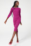 Long Sleeve Rib Dress in Black Raspberry