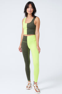Two Tone TLC Leggings in Uniform Green and Acid Lime