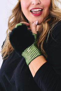 Terez X Jocelyn Foil Mittens in Lime