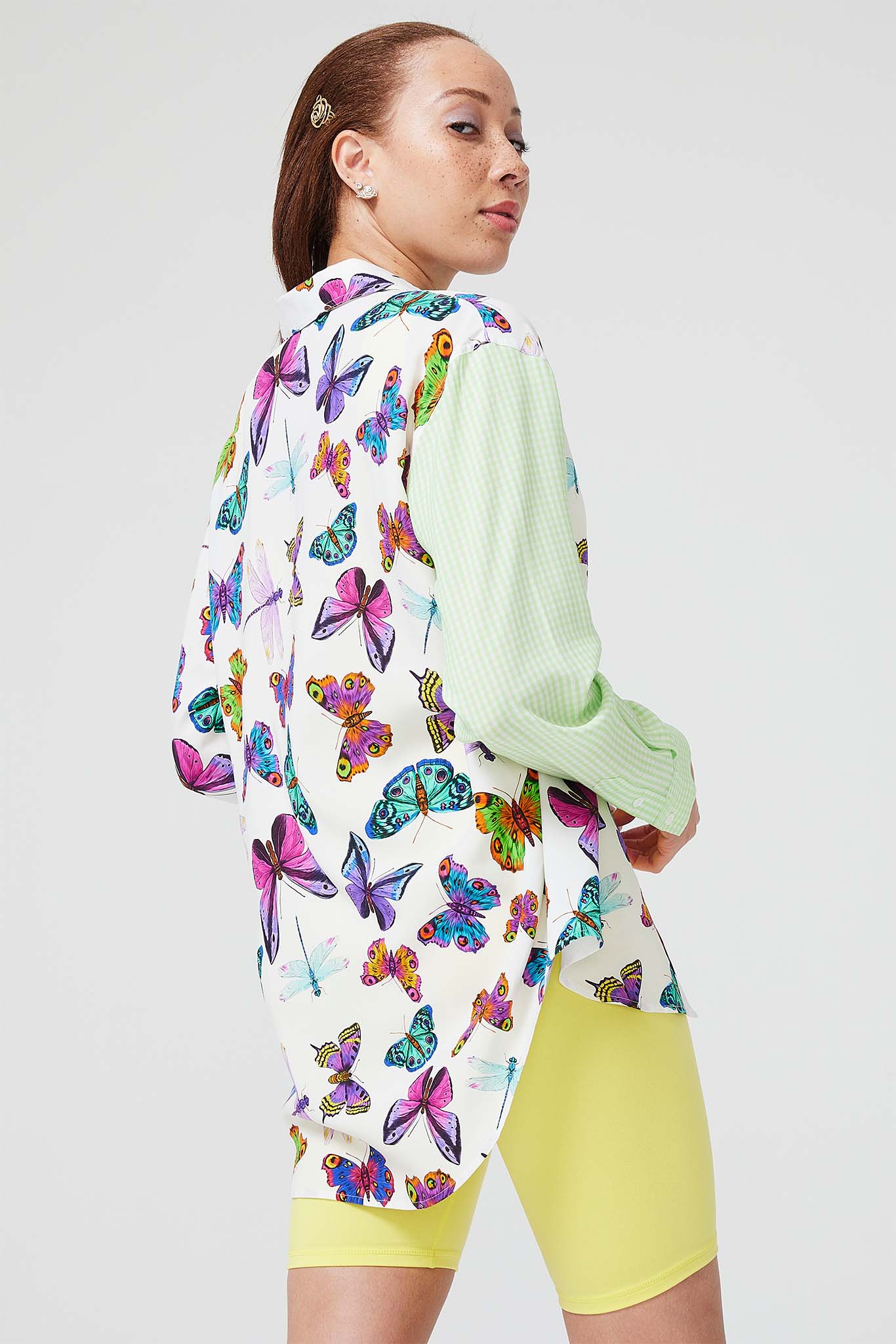 Cotton Button Front Shirt - Exquisite Butterfly