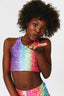 Girls Sports Bra in Rainbow Glitter Foil