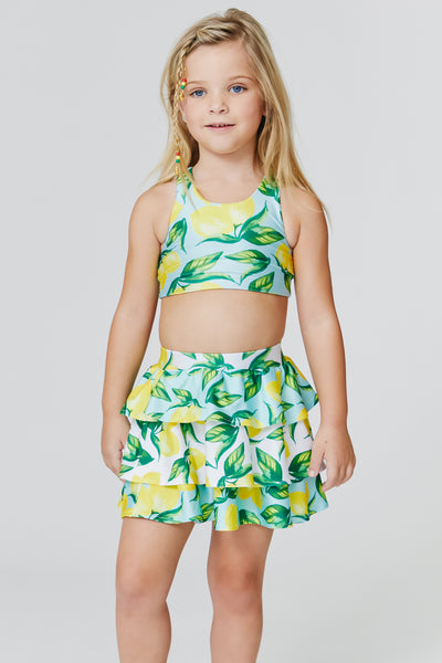 Kids Leggings in Aqua Lemon Spritz –