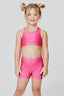 Kids Sports Bra in Melon Racing Check