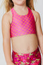 Kids Sports Bra in Melon Racing Check