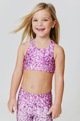 Kids Sports Bra in Star Confetti Foil