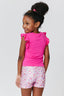 Kids Ruffle Sleeve Crop Tee in Terez Pink